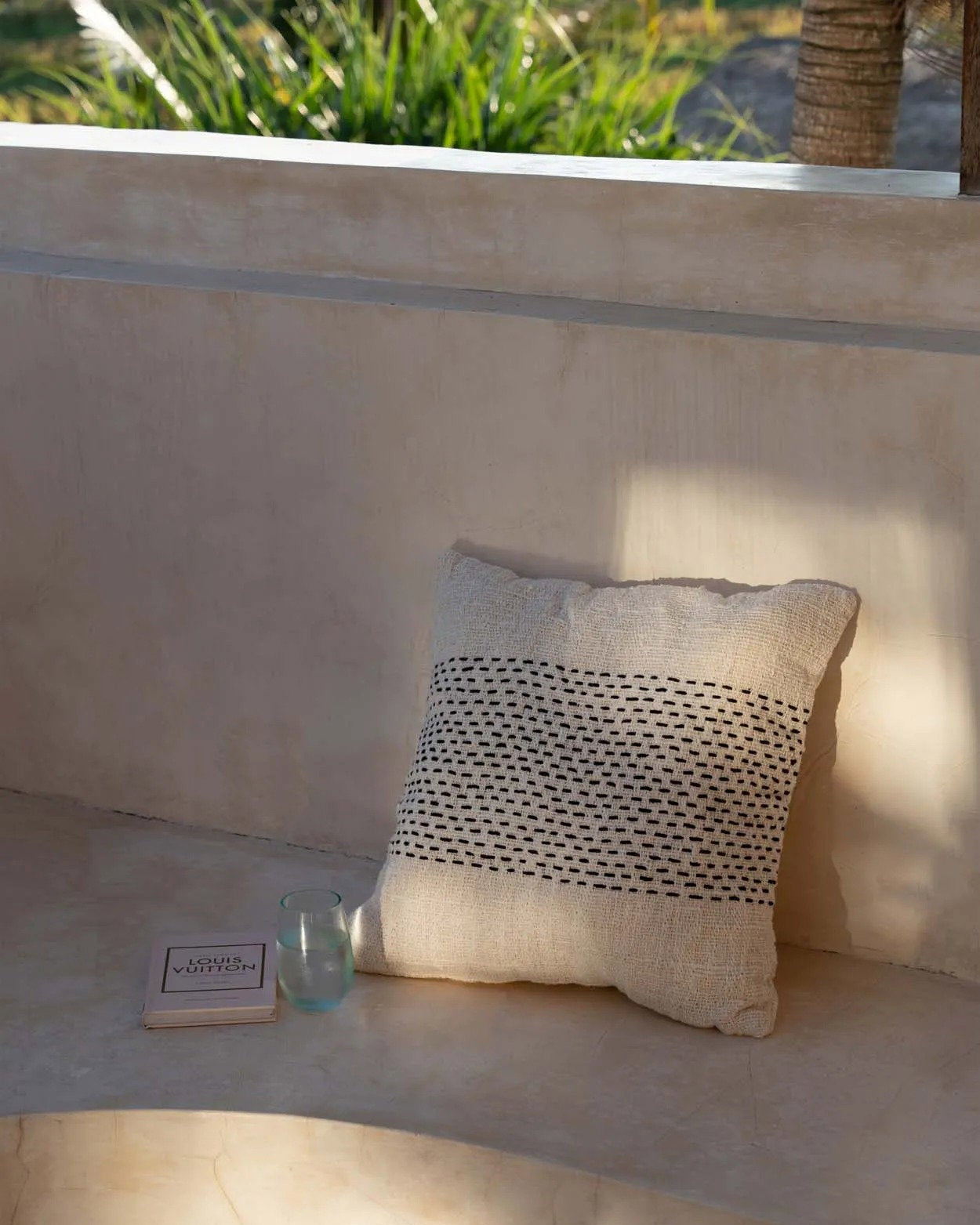 Misty - Copricuscino in cotone tinta naturale e nero