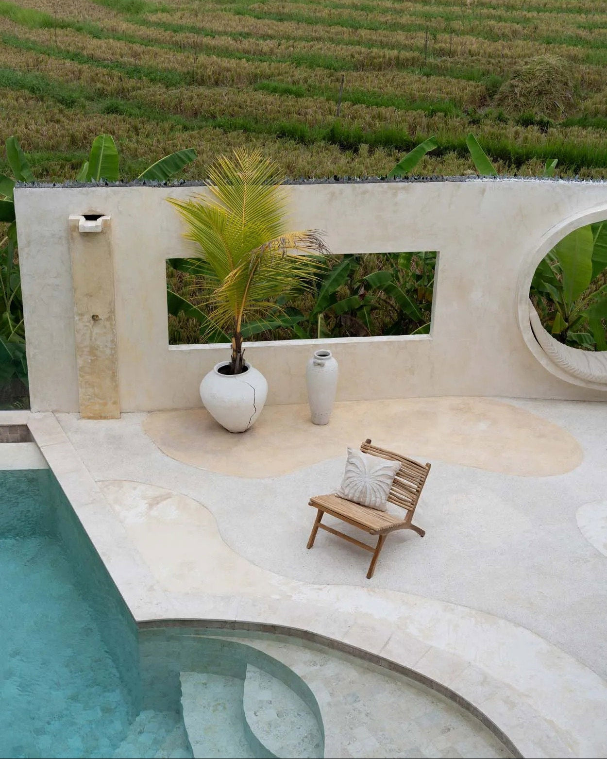 Isla Palm - Fodera per cuscino  in cotone e rafia bianco naturale