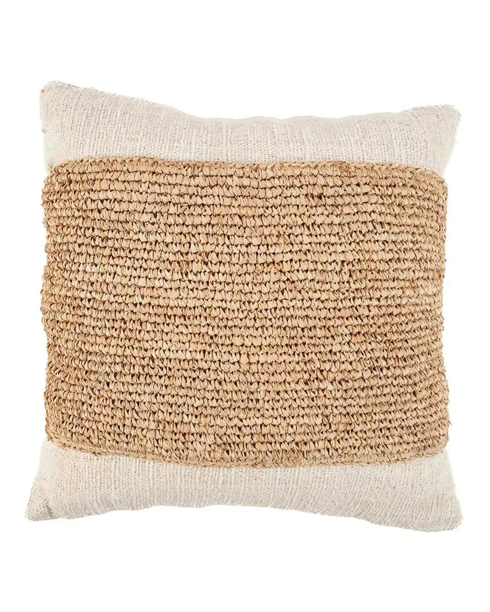 Stamp - Fodera per cuscino in cotone e  rafia naturale, 50 x 50