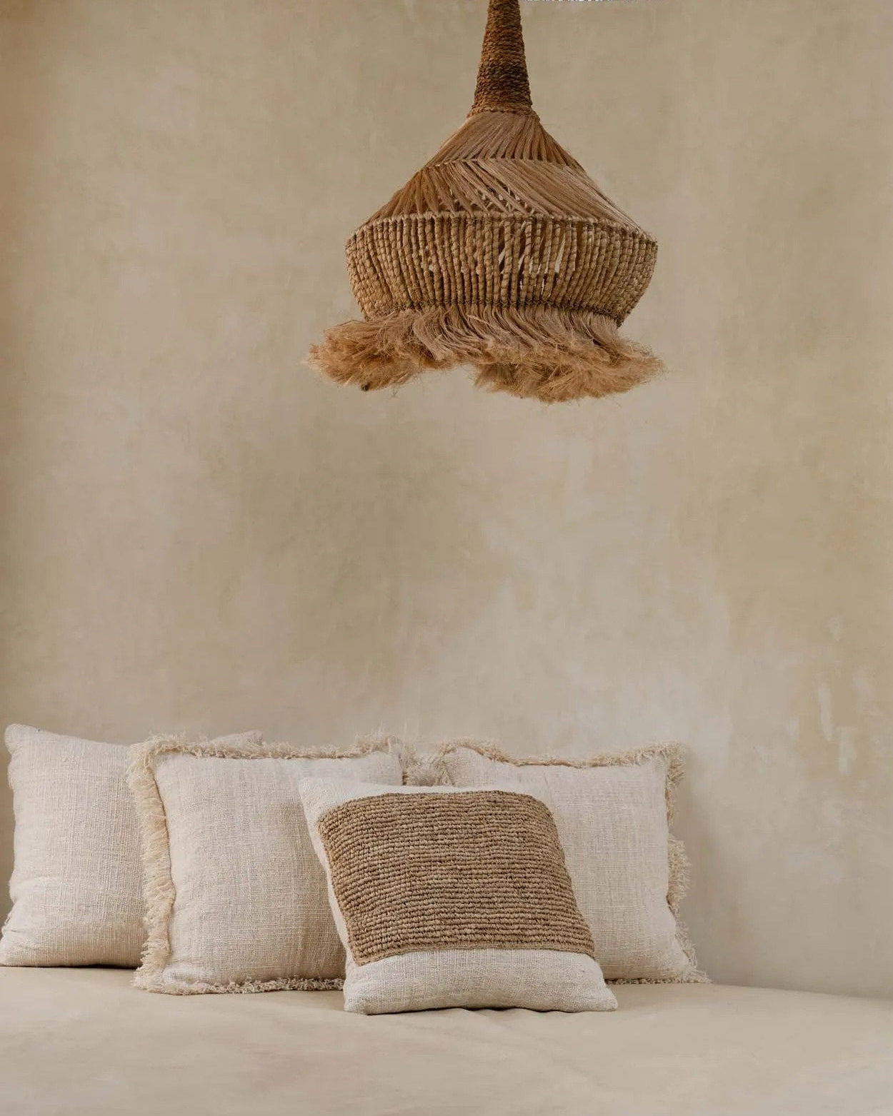 Stamp - Fodera per cuscino in cotone e  rafia naturale, 50 x 50