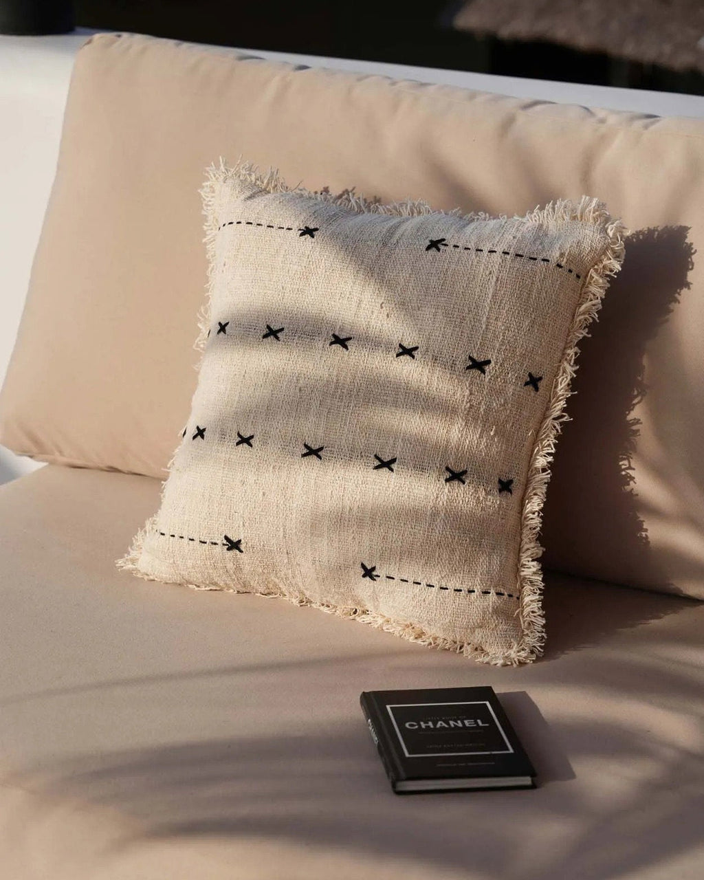 The French Kiss - Fodera per cuscino in cotone bianco naturale e nero