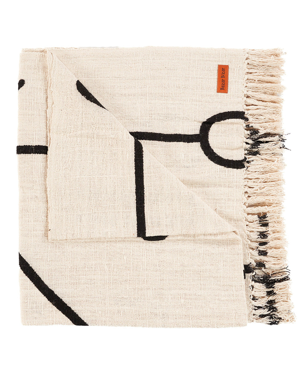 Diablo - Plaid in cotone bianco naturale e nero