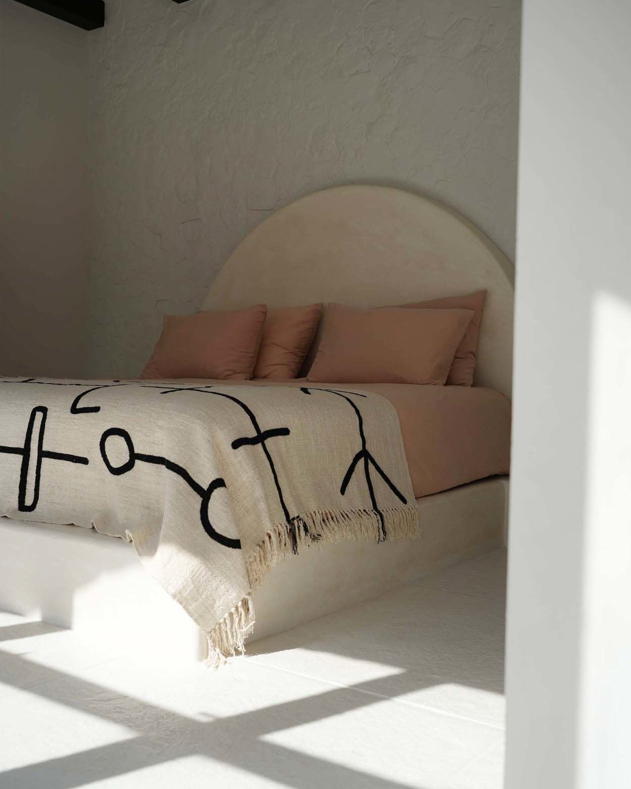 Diablo - Plaid in cotone bianco naturale e nero