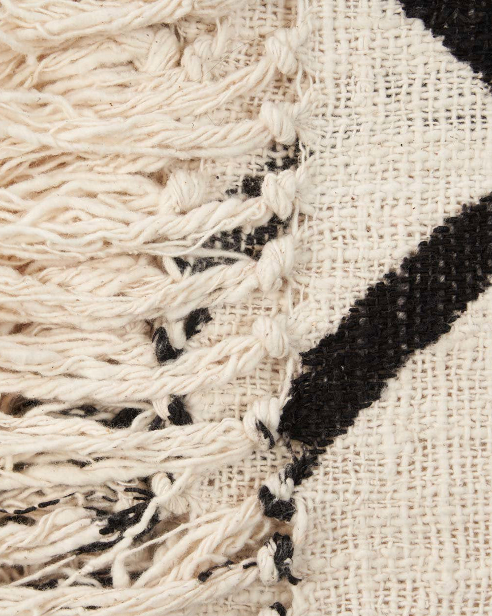 Diablo - Plaid in cotone bianco naturale e nero