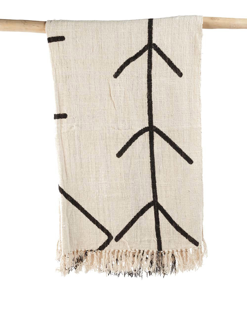 Diablo - Plaid in cotone bianco naturale e nero