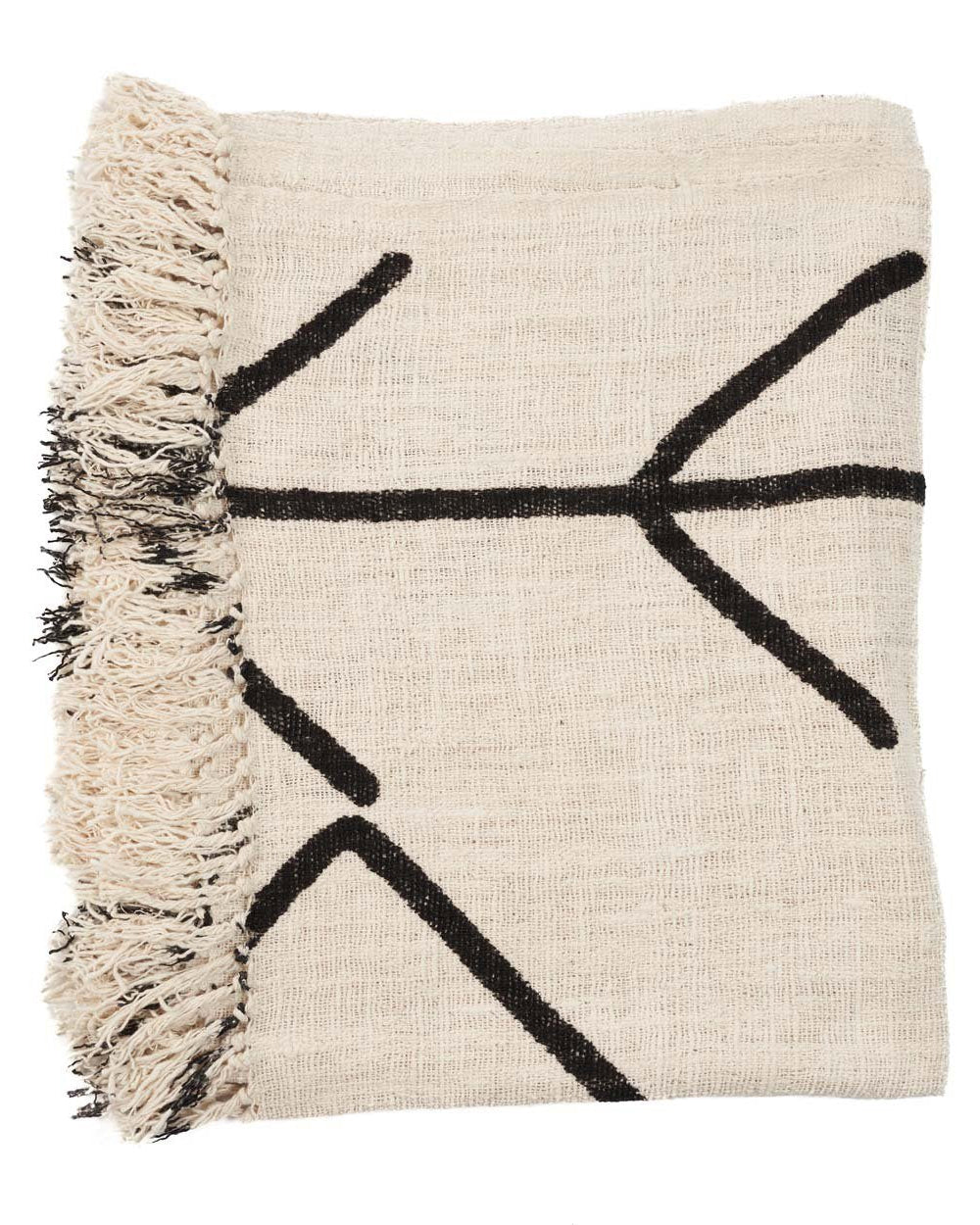 Diablo - Plaid in cotone bianco naturale e nero