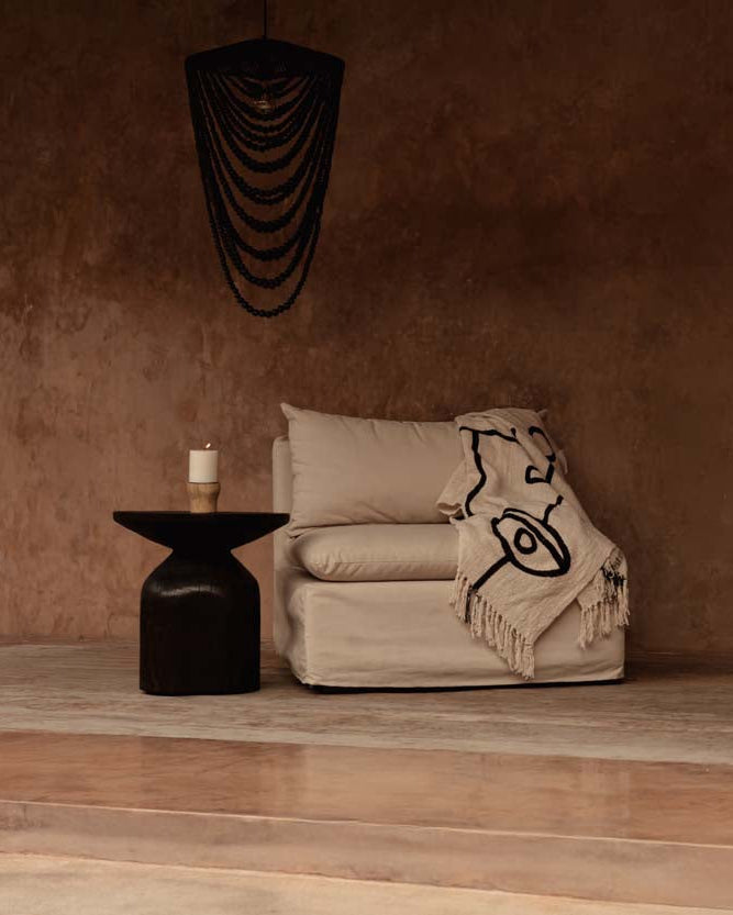Diablo - Plaid in cotone bianco naturale e nero