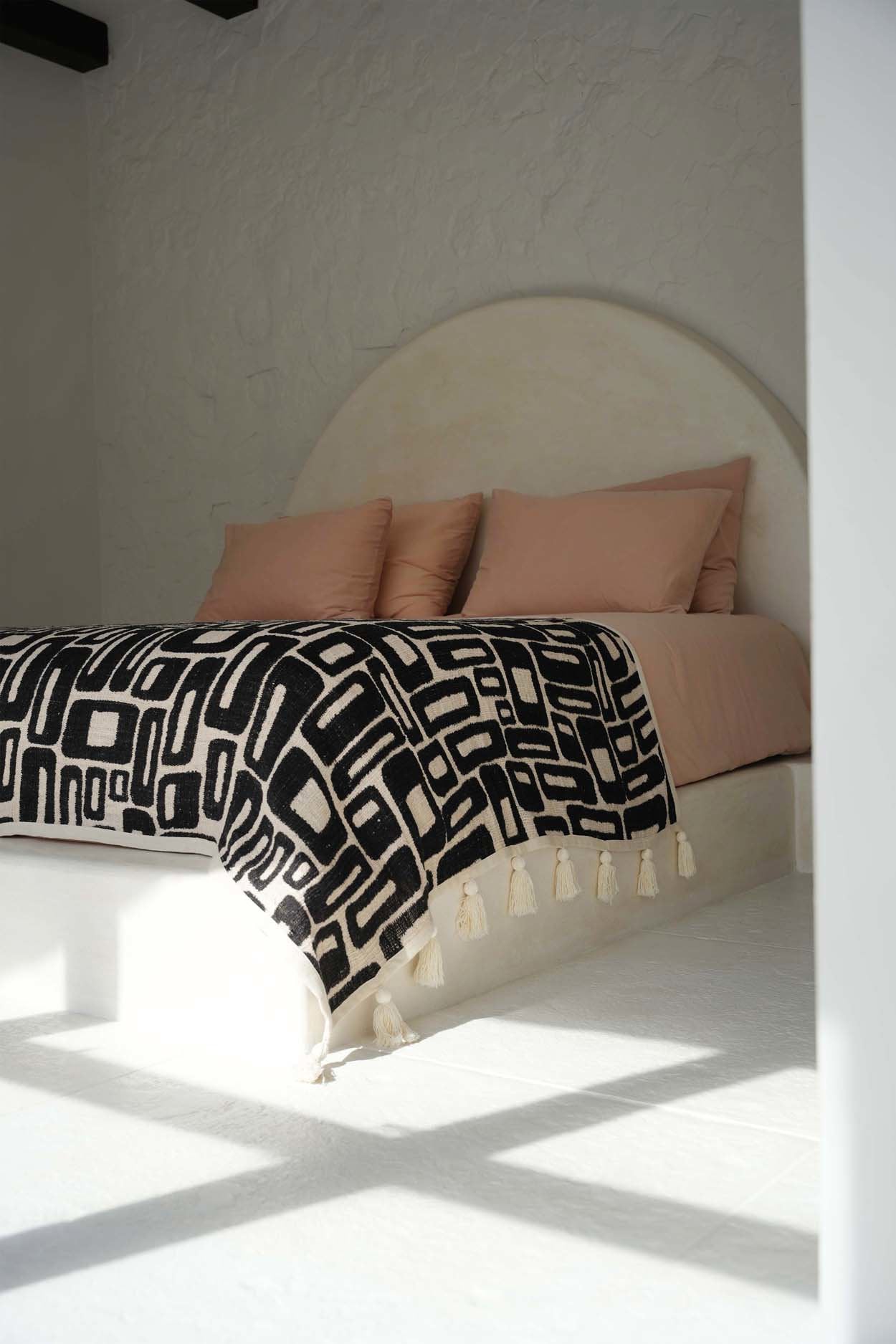 The Aztec - Plaid bianco e nero in cotone