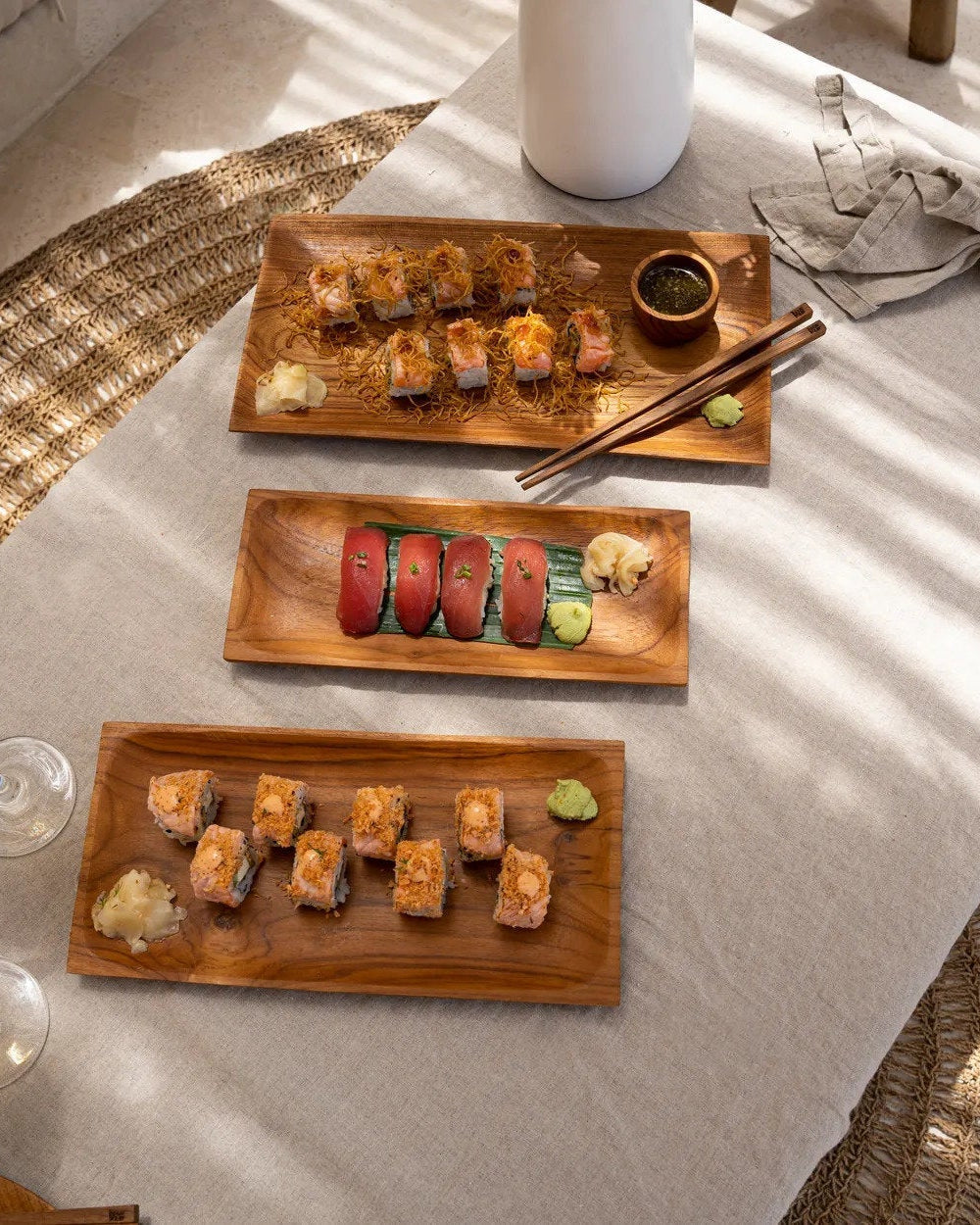 The teak root - Piatto per sushi in teak - S