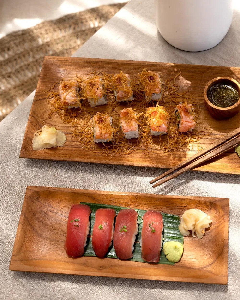 The teak root - Piatto per sushi in teak - S