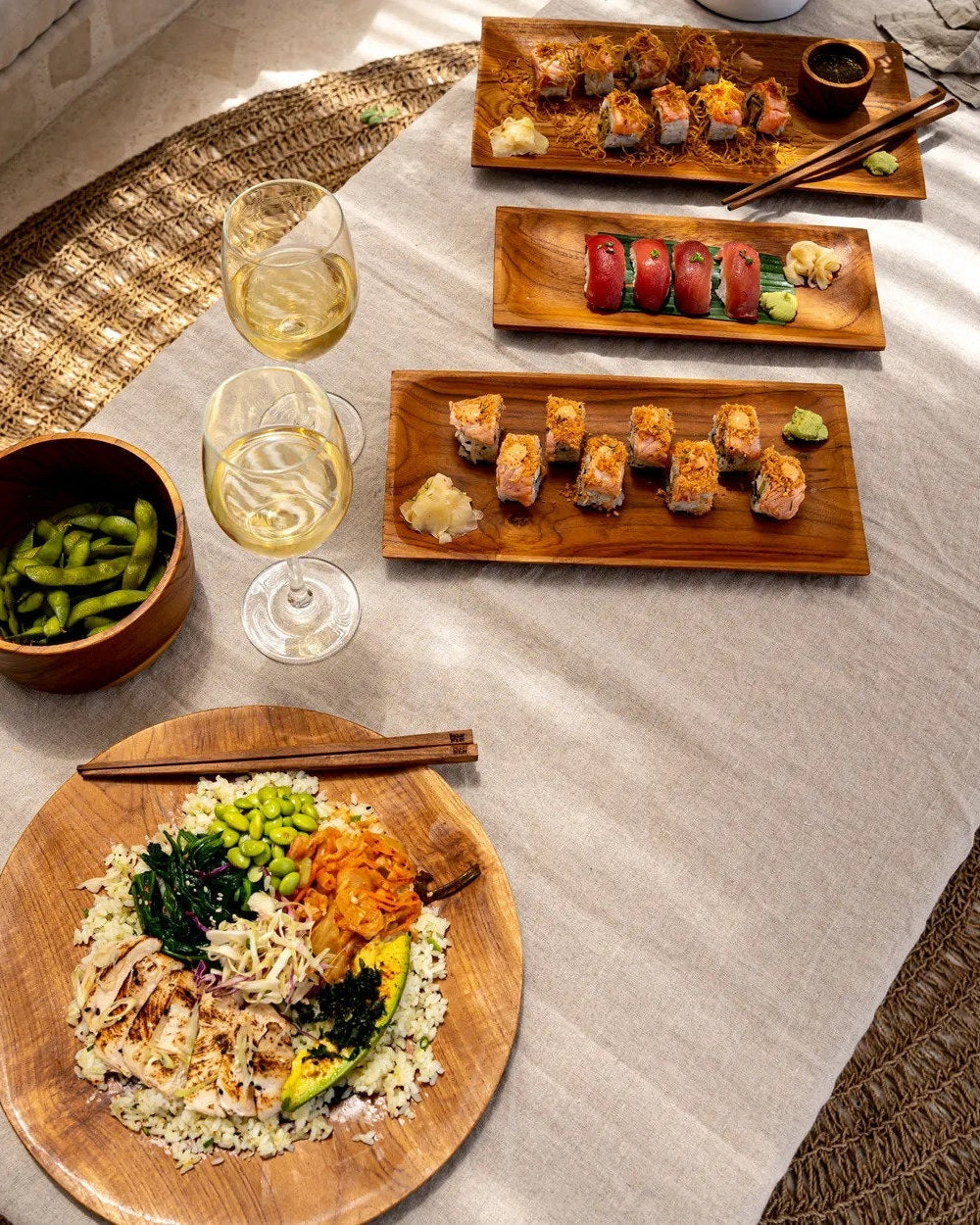 The teak root - Piatto per sushi in teak - S