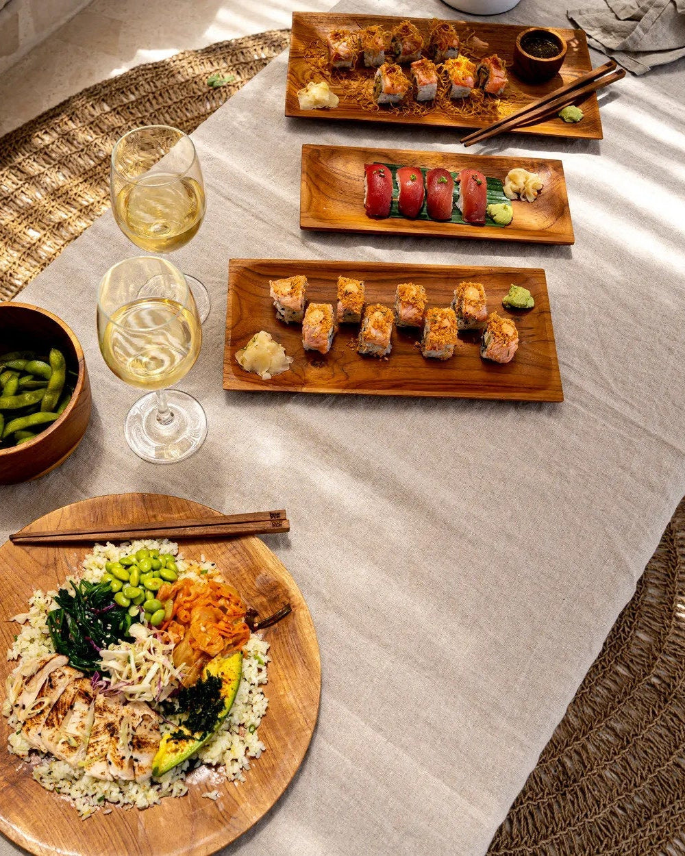 The teak root - Piatto per sushi in teak - M