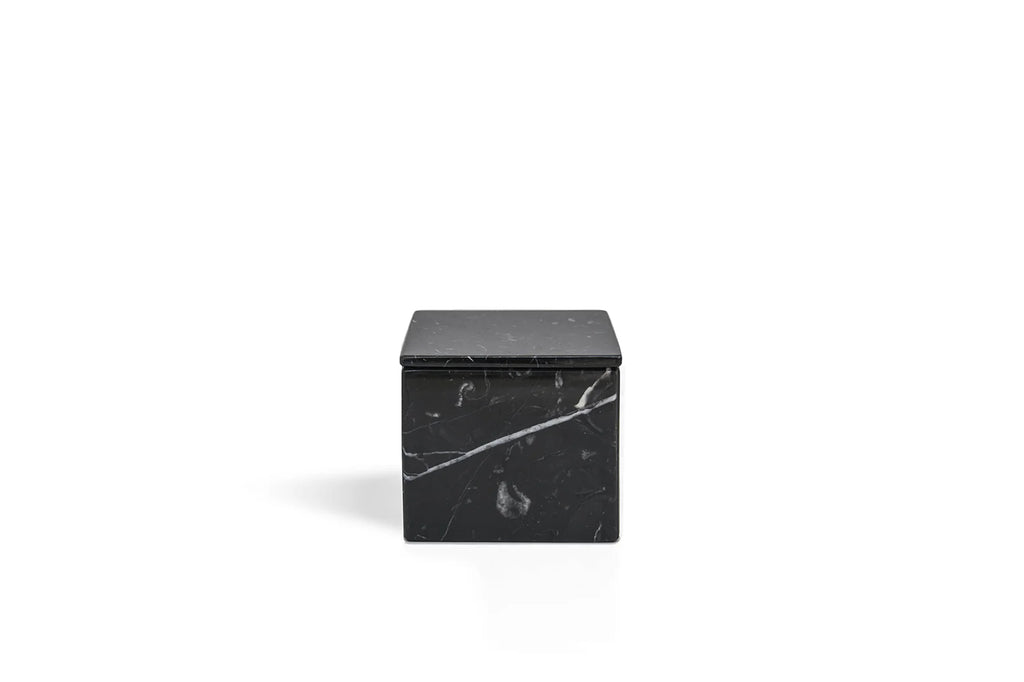 Squared - Contenitore con coperchio in marmo nero