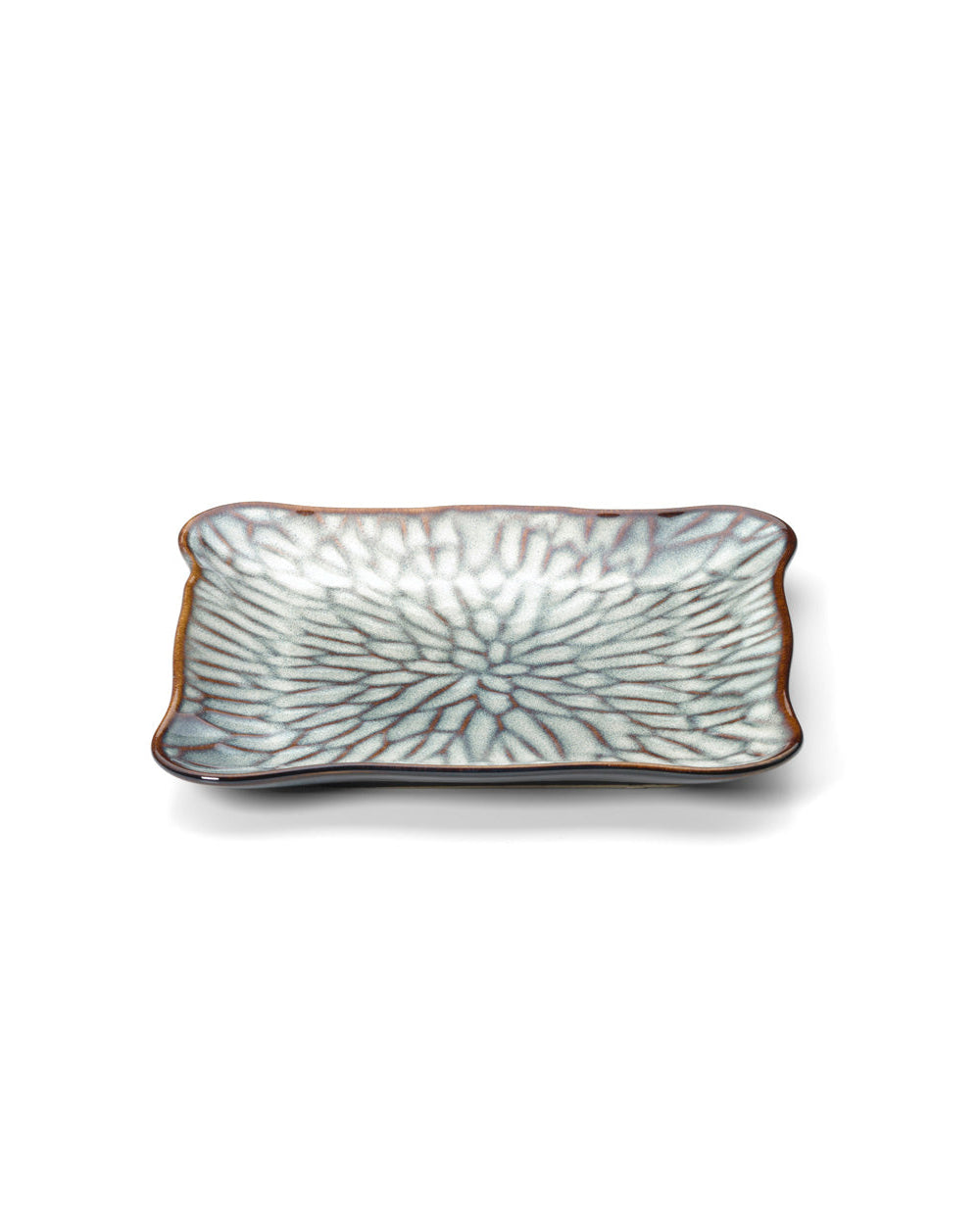 Lotus M - Piatto Quadratoin ceramica, grigio marrone