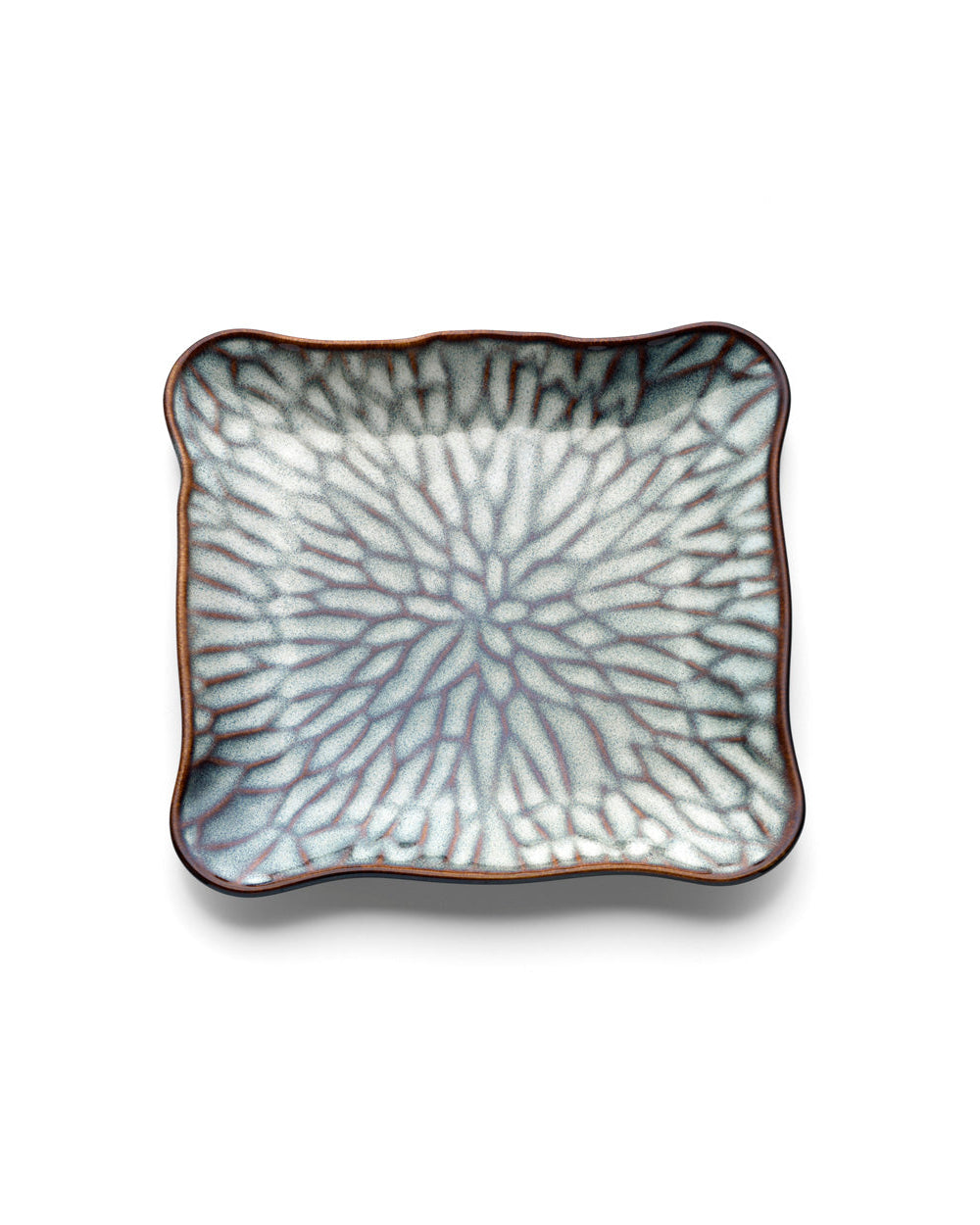 Lotus M - Piatto Quadratoin ceramica, grigio marrone