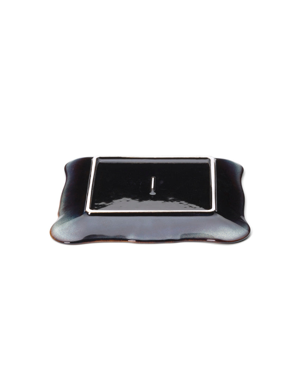 Lotus M - Piatto Quadratoin ceramica, grigio marrone