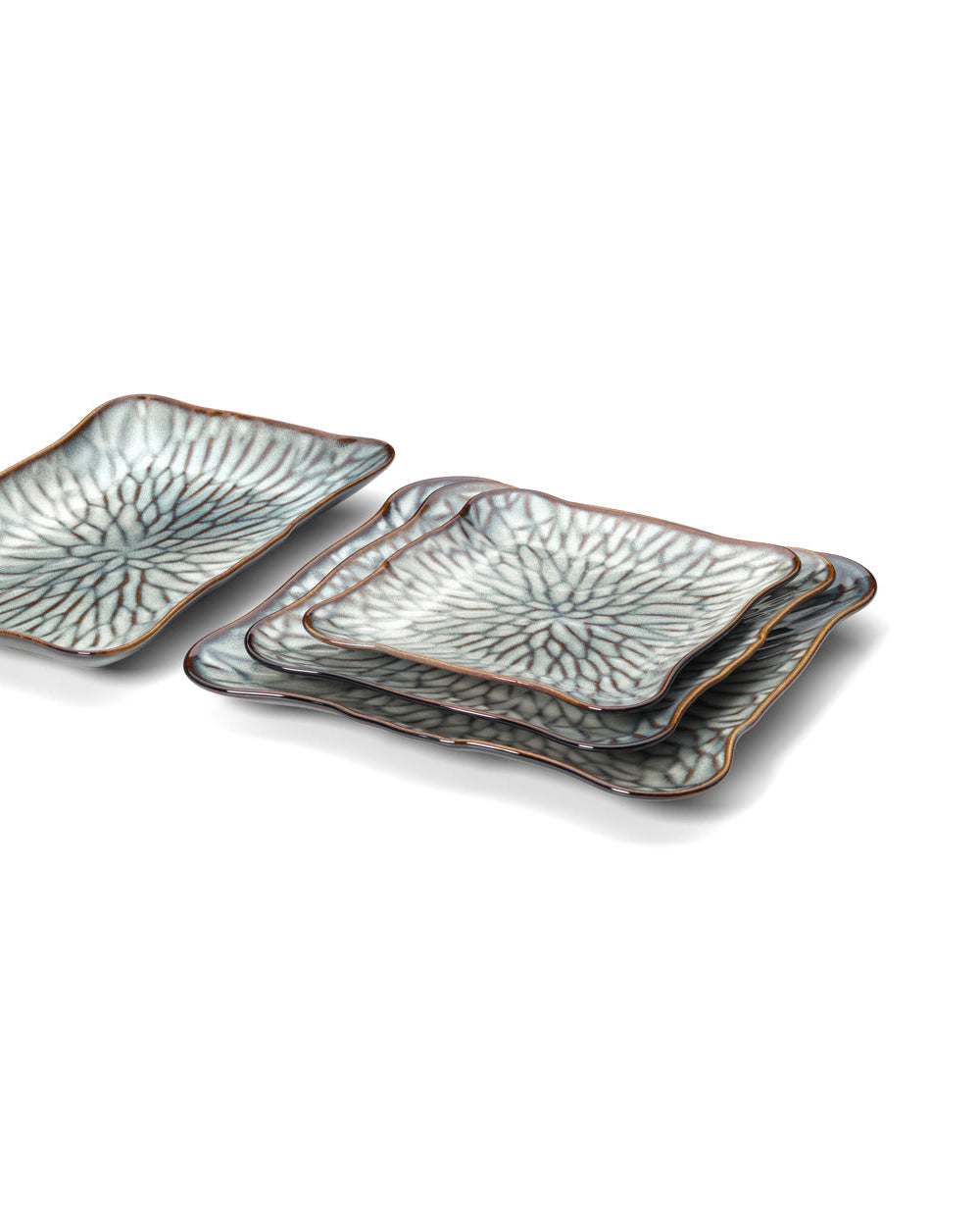 Lotus M - Piatto Quadratoin ceramica, grigio marrone