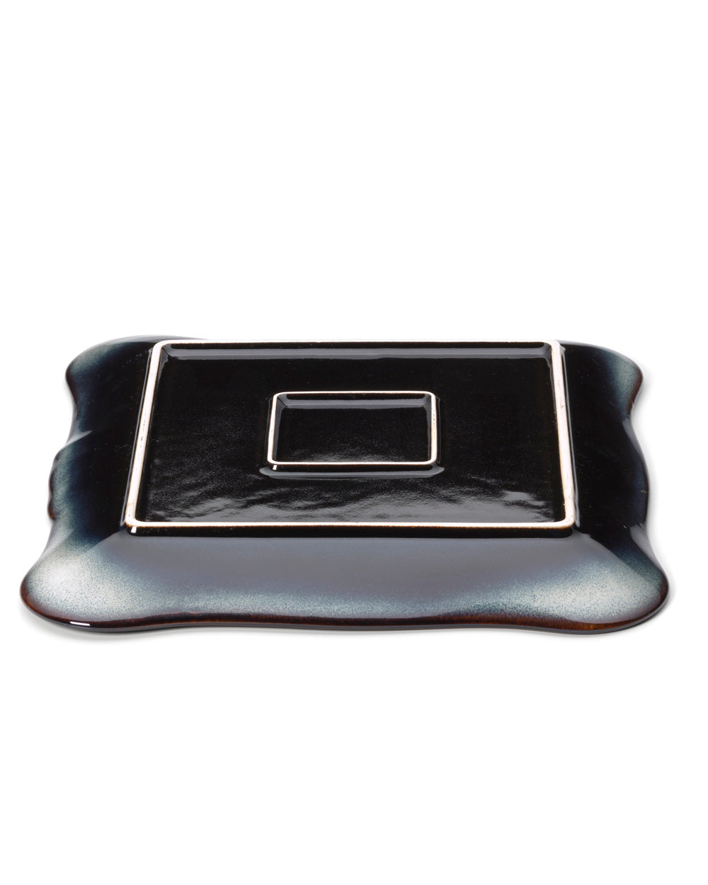 Lotus XL - Piatto/sottopiatto quadrato, grigio-marrone