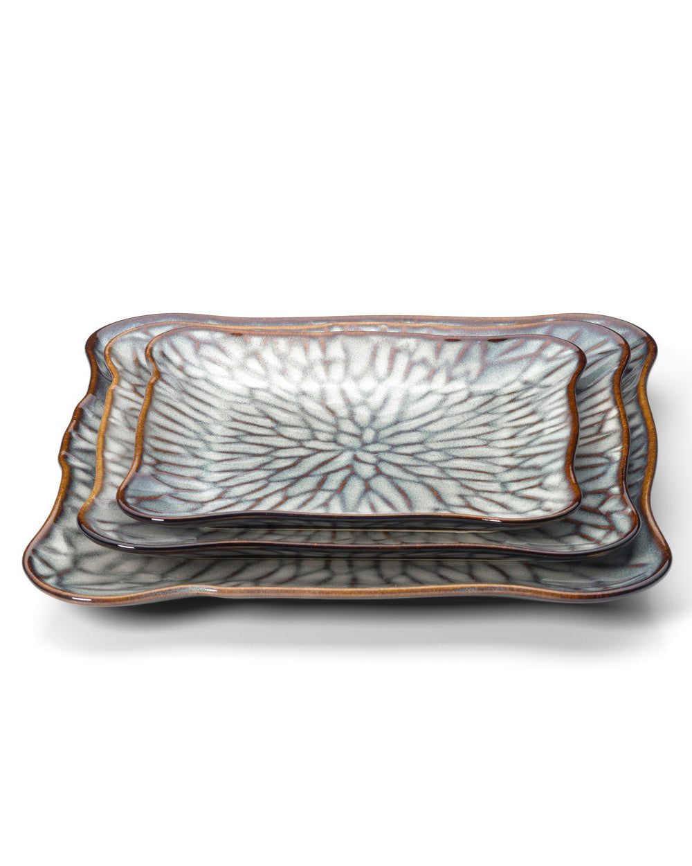 Lotus XL - Piatto/sottopiatto quadrato, grigio-marrone