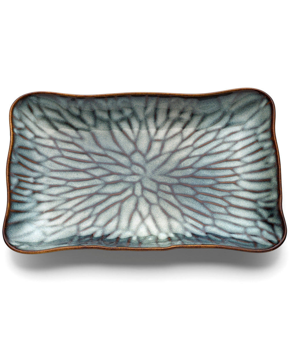 Lotus L - Piatto rettangolare in ceramica,  grigio-marrone - L