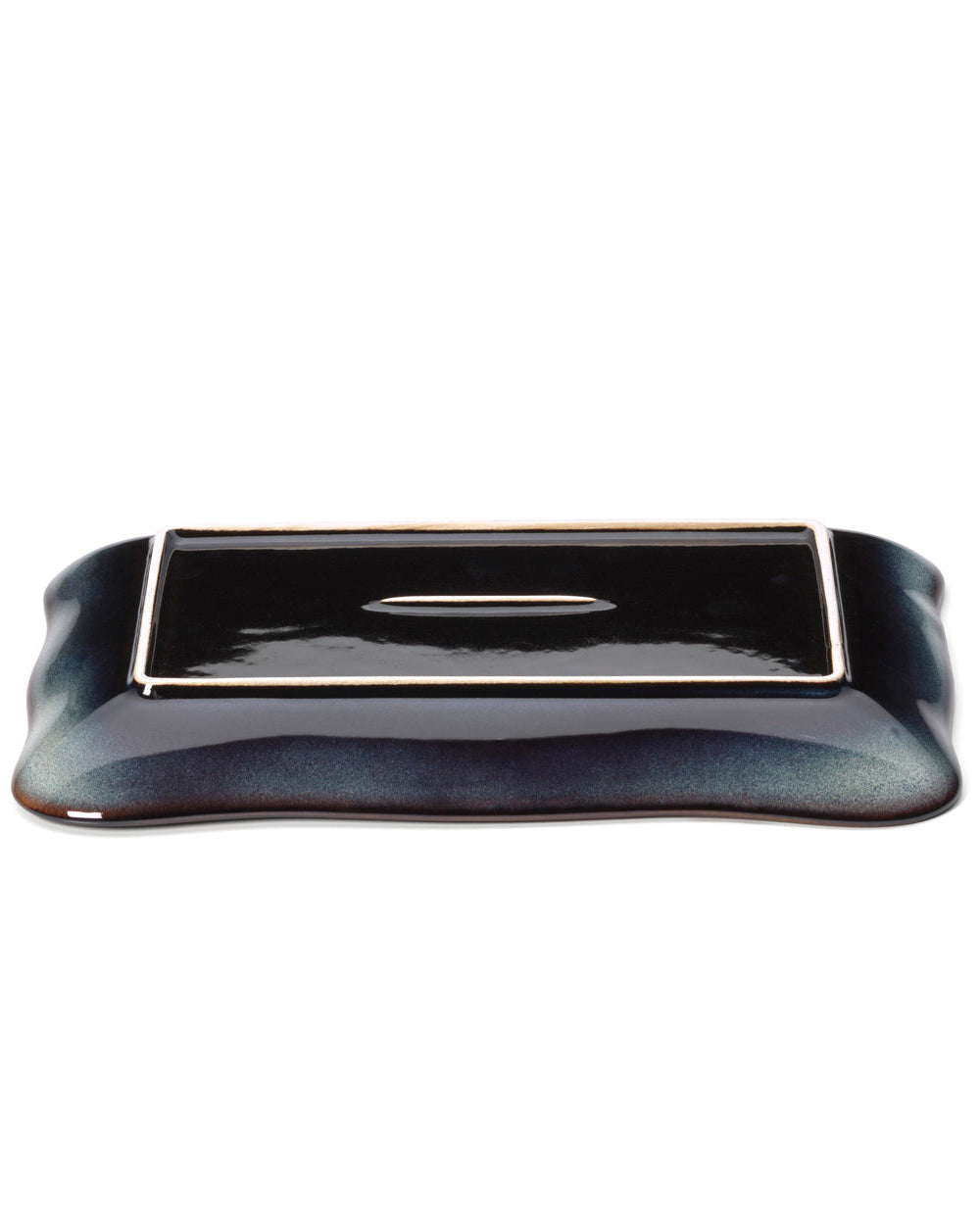 Lotus L - Piatto rettangolare in ceramica,  grigio-marrone - L