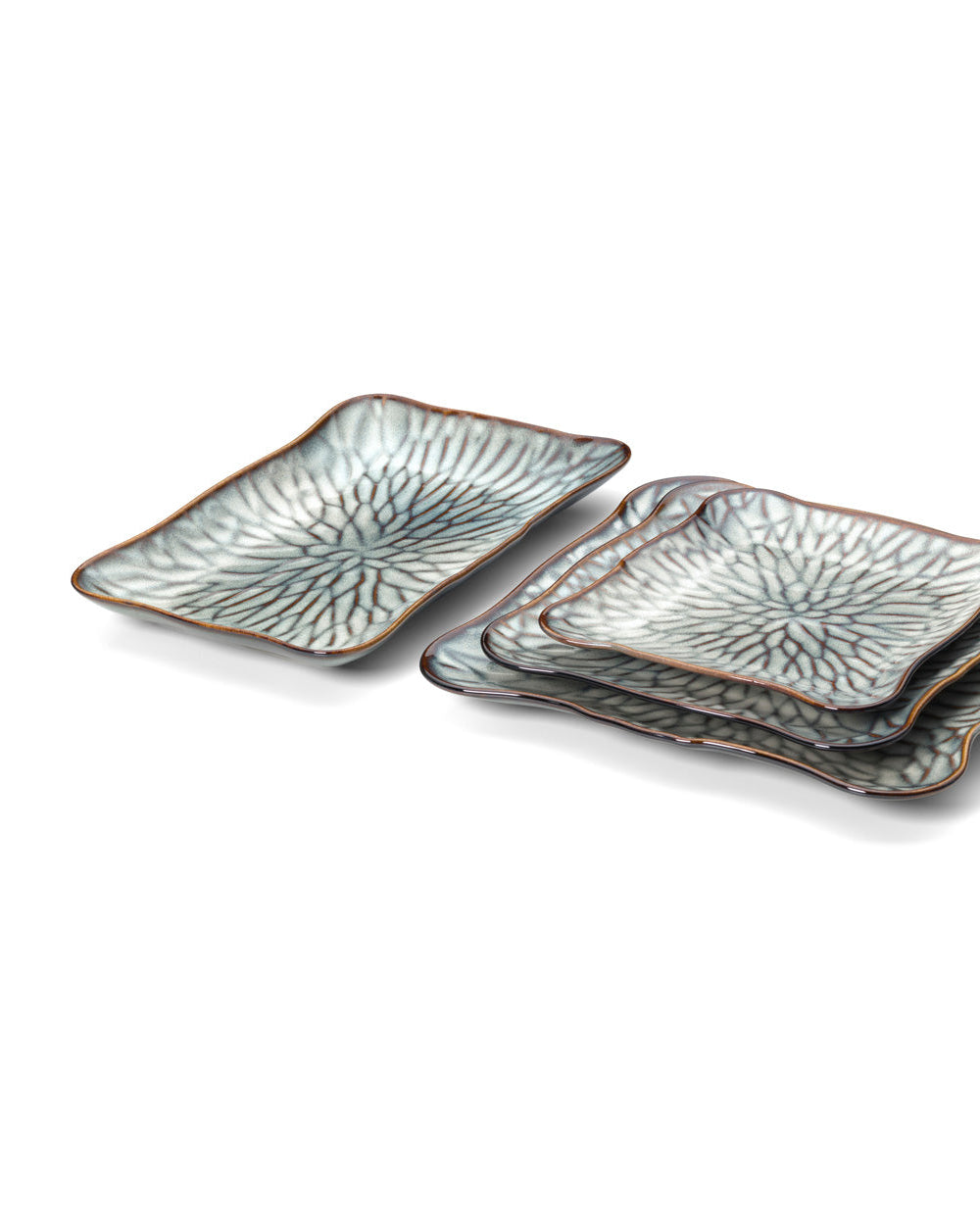 Lotus L - Piatto rettangolare in ceramica,  grigio-marrone - L