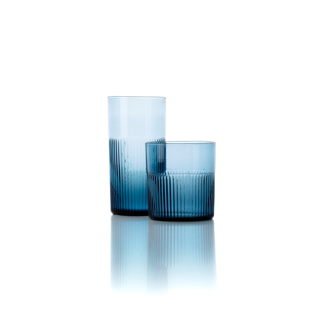 Azure - Bicchiere alto in vetro riciclato azzurro
