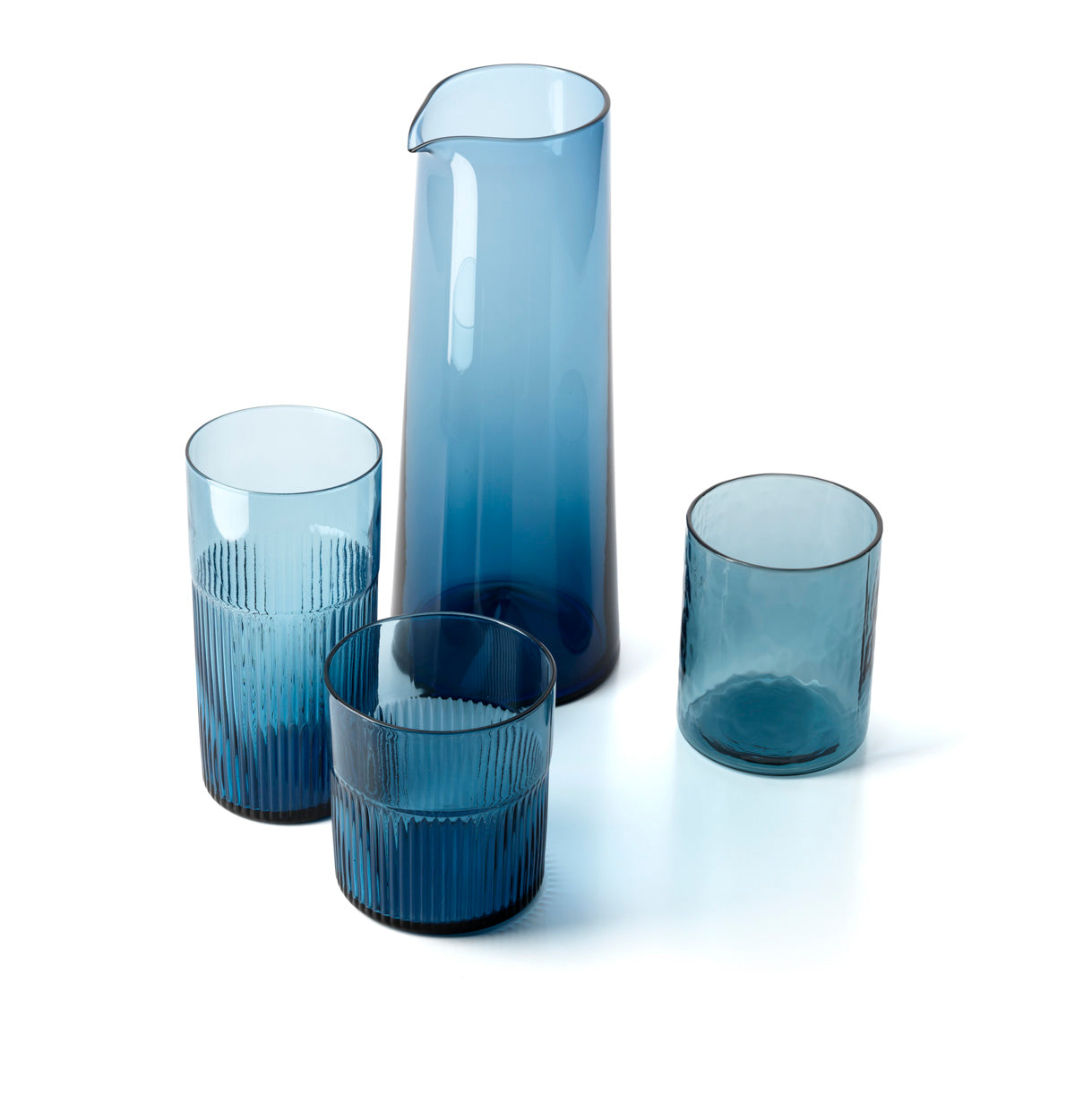 Azure - Bicchiere alto in vetro riciclato azzurro