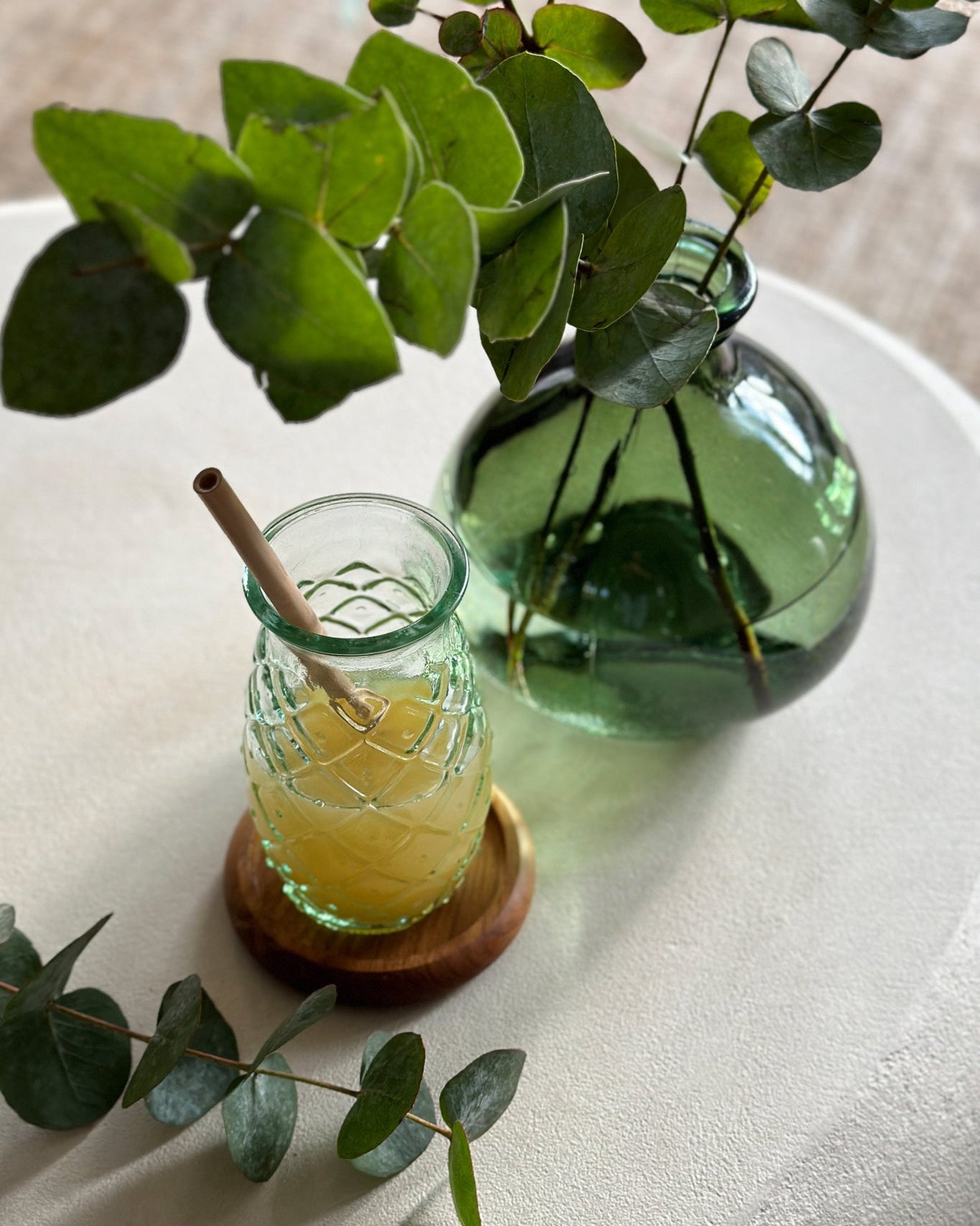 Ananas L - Bicchiere da cocktail in vetro riciclato azzurro