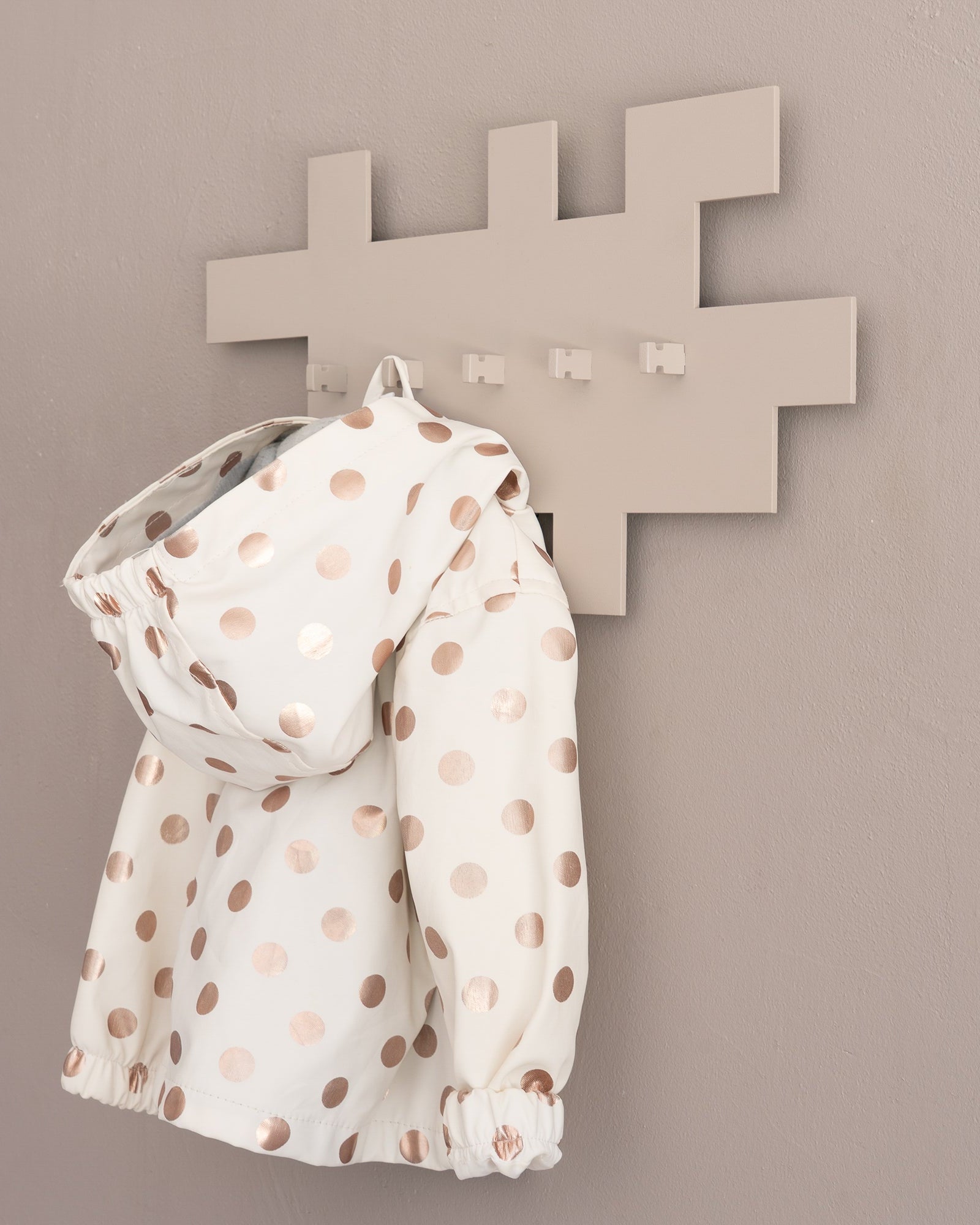 Tetromino - appendiabiti in metallo beige, modulare