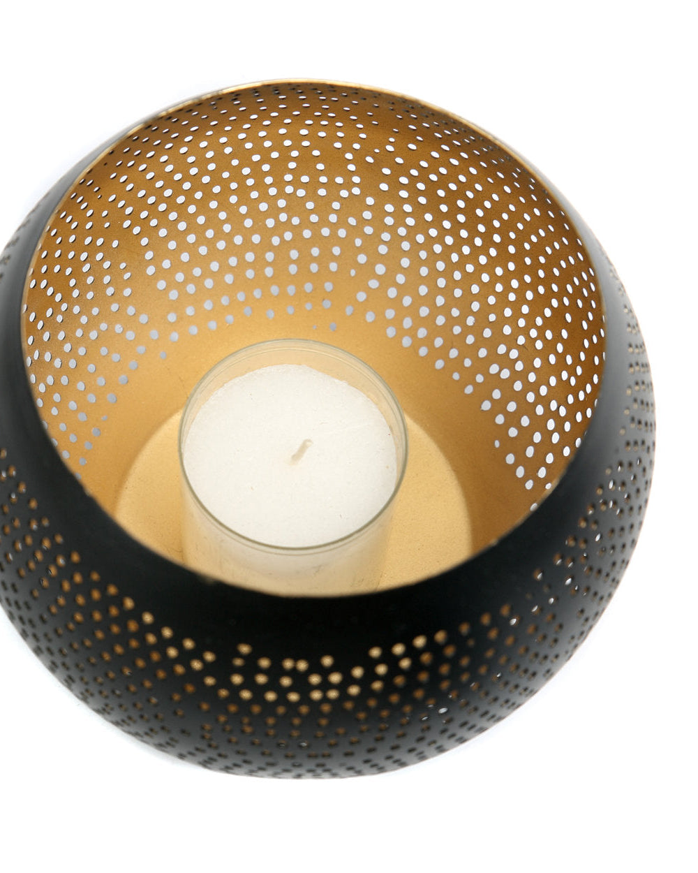 Pierced M - Lanterna in metallo nero e dorato