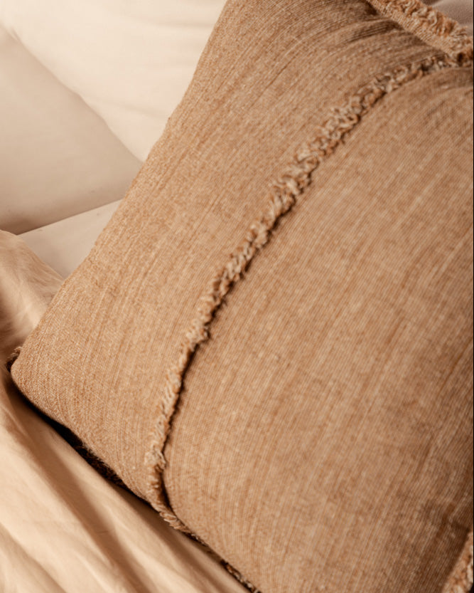 Sahara - Fodera cuscino con frange - Marrone naturale - 50x50