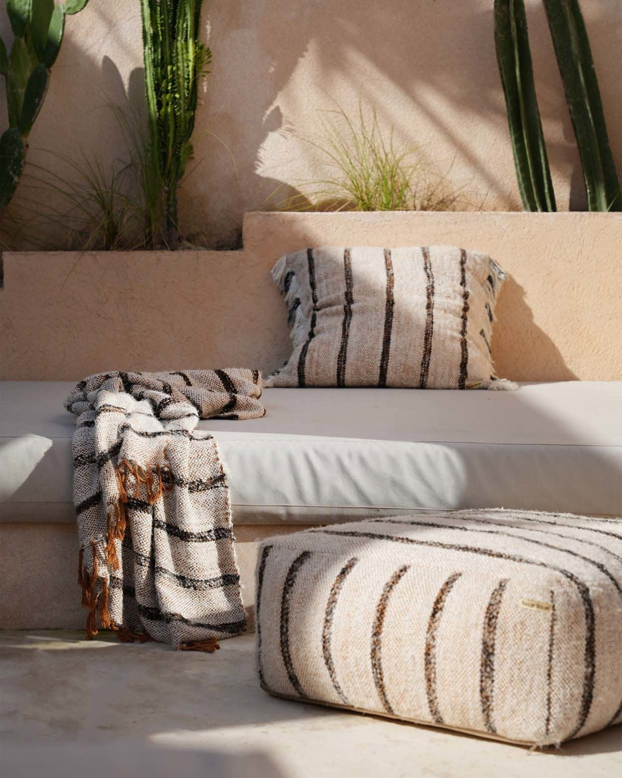 S'il vous Plaid - Plaid Bianco a righe, bohemien