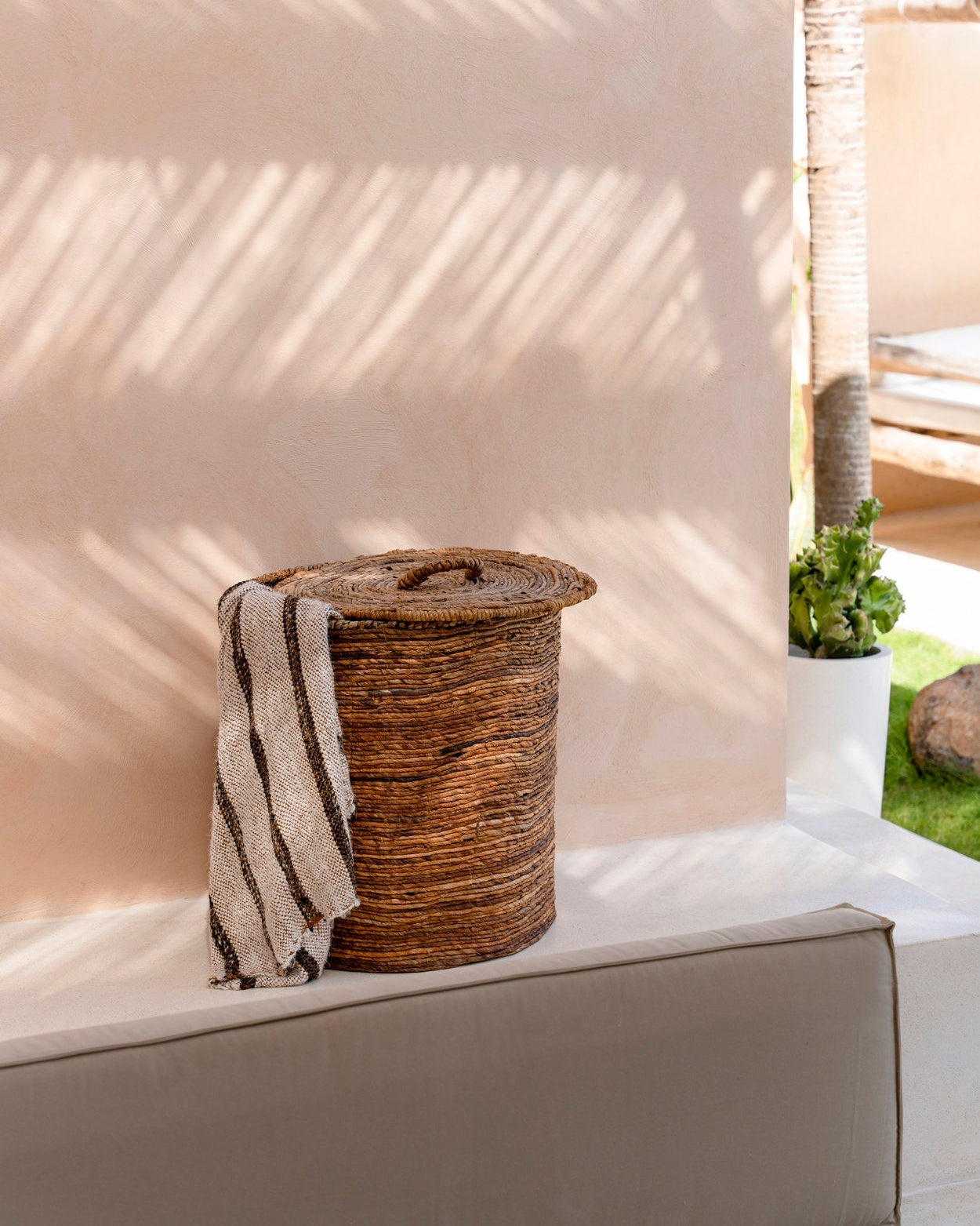 S'il vous Plaid - Plaid Bianco a righe, bohemien