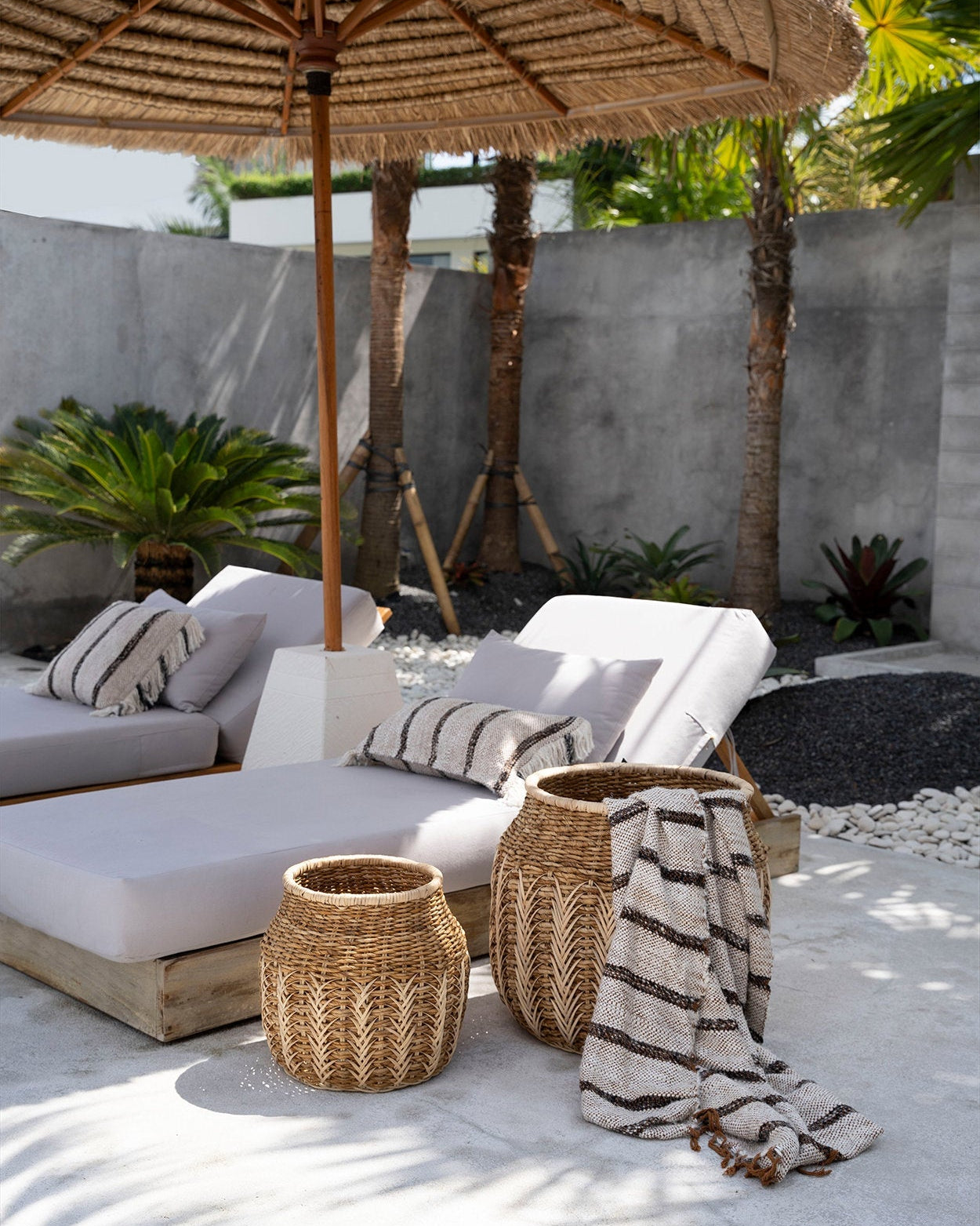 S'il vous Plaid - Plaid Bianco a righe, bohemien