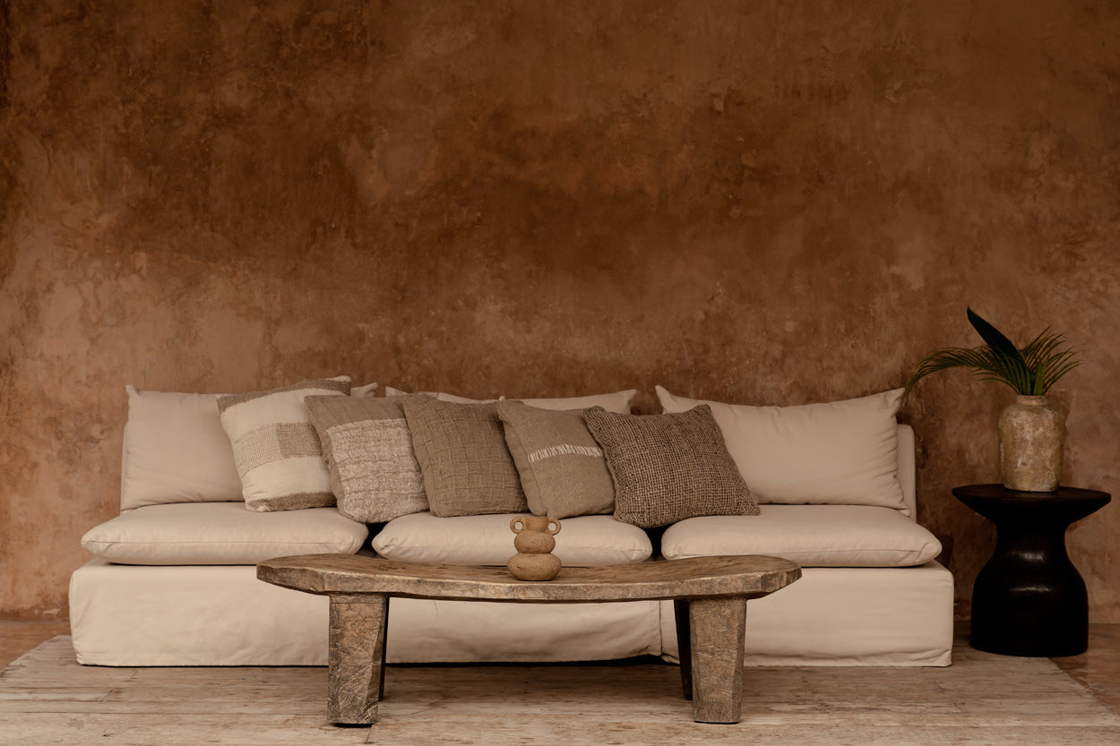 The linen Threads - Fodera per cuscino lino bianco e naturale