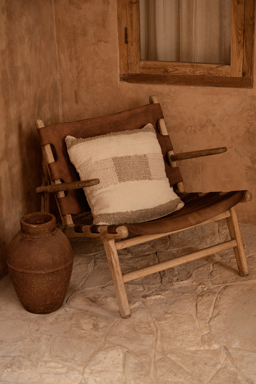 The linen Threads - Fodera per cuscino lino bianco e naturale