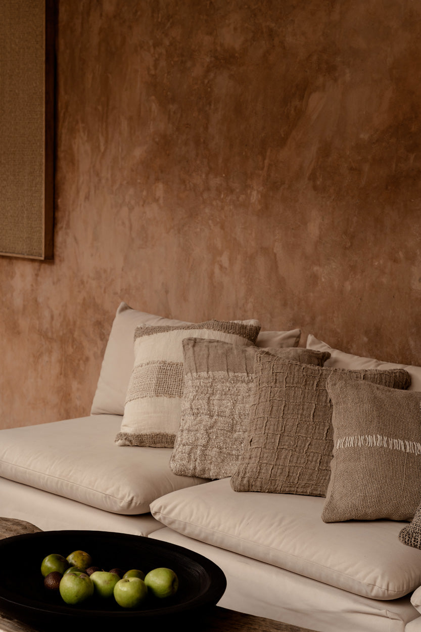 The linen Threads - Fodera per cuscino lino bianco e naturale