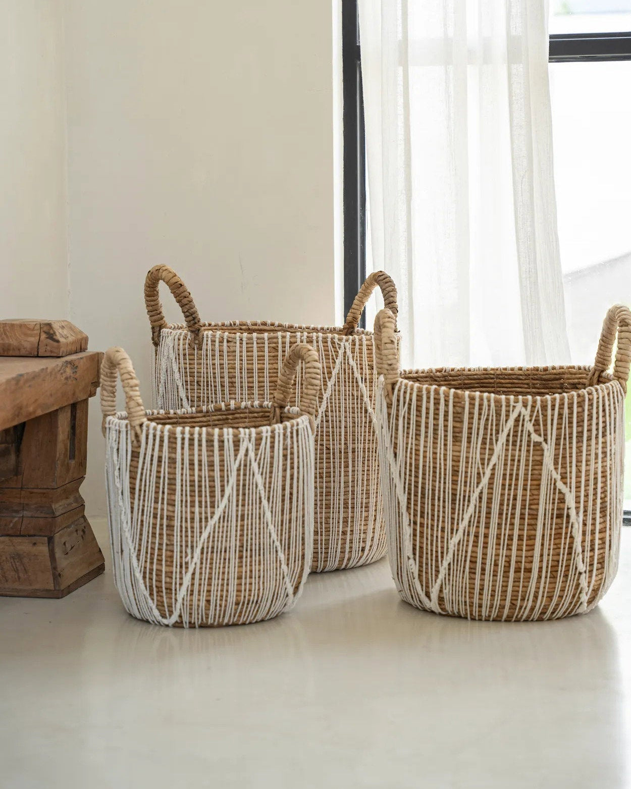 Macra M - Cesto macramè in giungo di mare