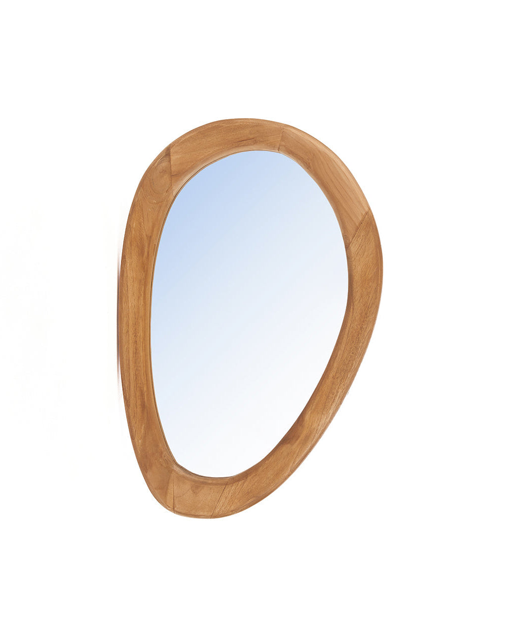 Teak M - Specchio in legno di teak, con forma organica