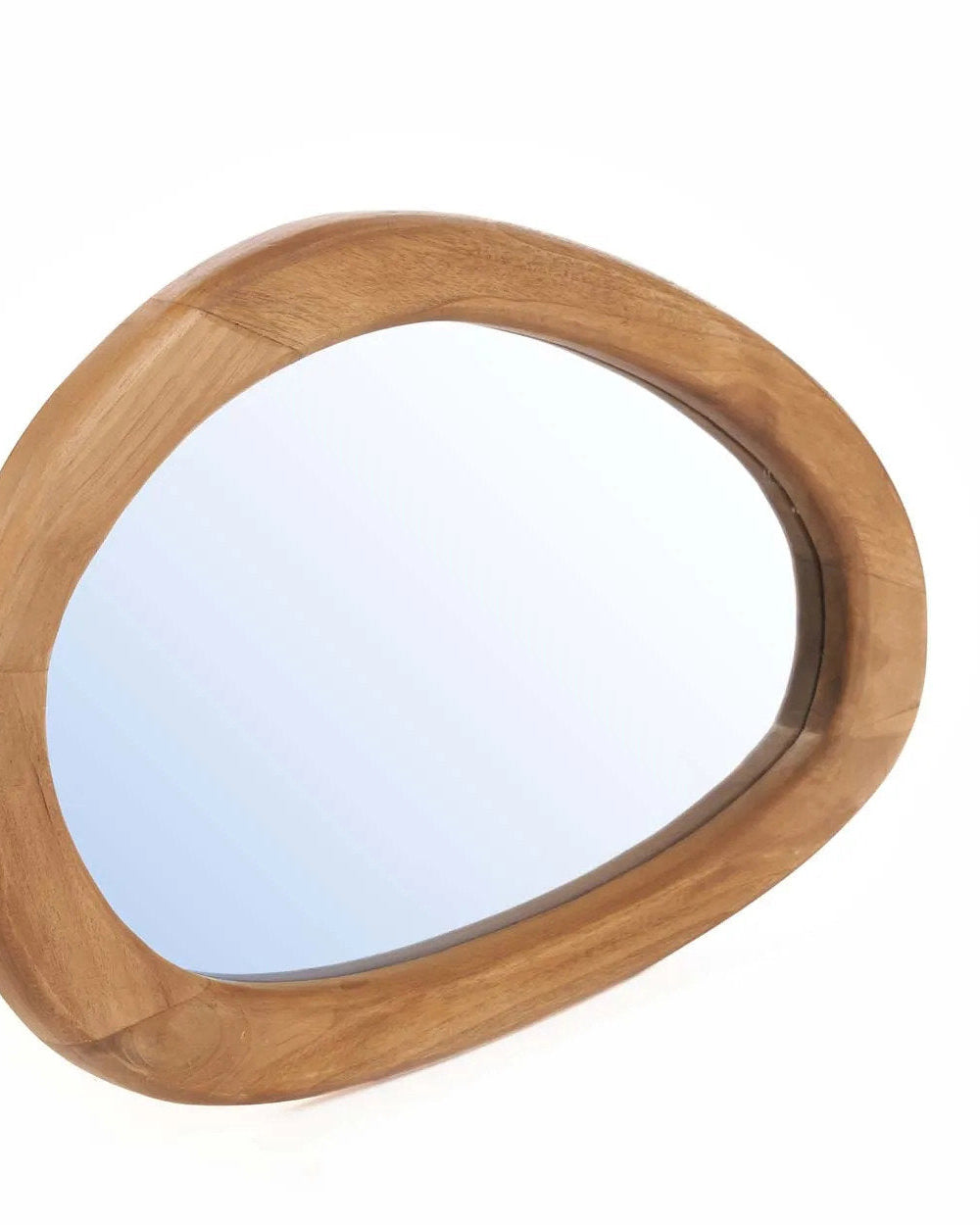 Teak M - Specchio in legno di teak, con forma organica