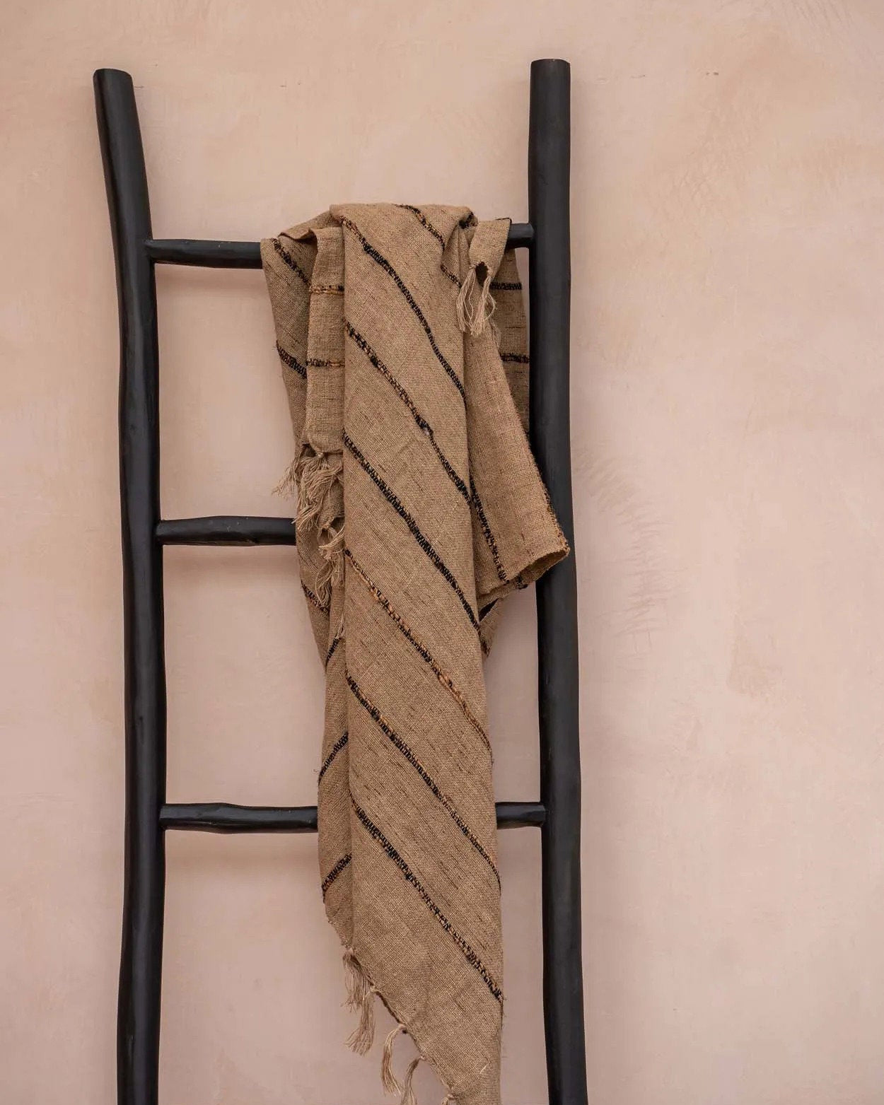 Tulum - scala porta asciugamani in teak, nero - 165