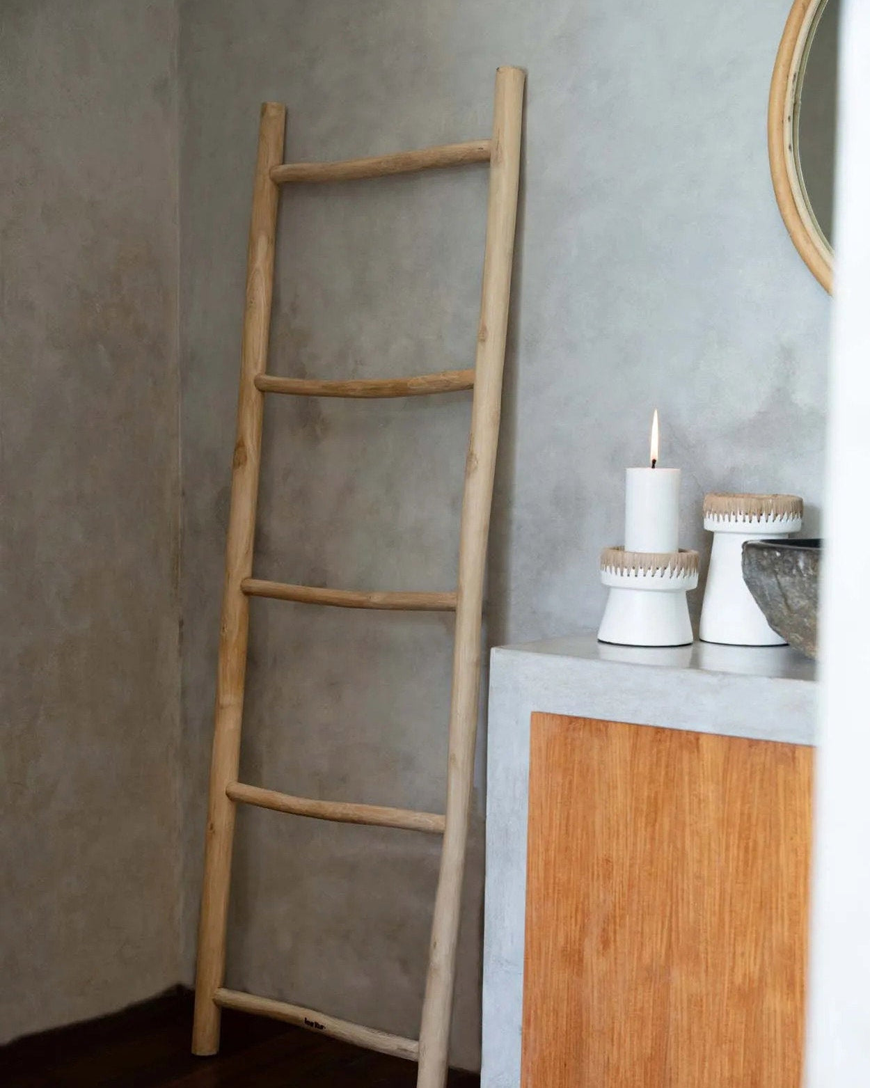 Tulum - Scala portasciugamani in teak naturale - 165