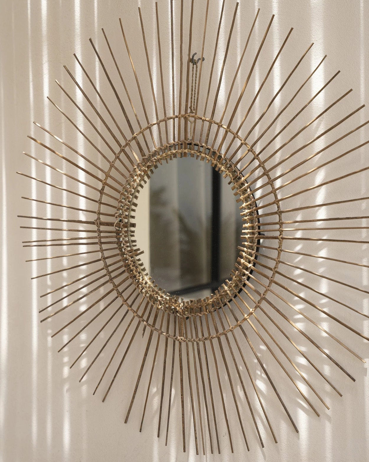 Tropicale L - Specchio a raggiera in rattan