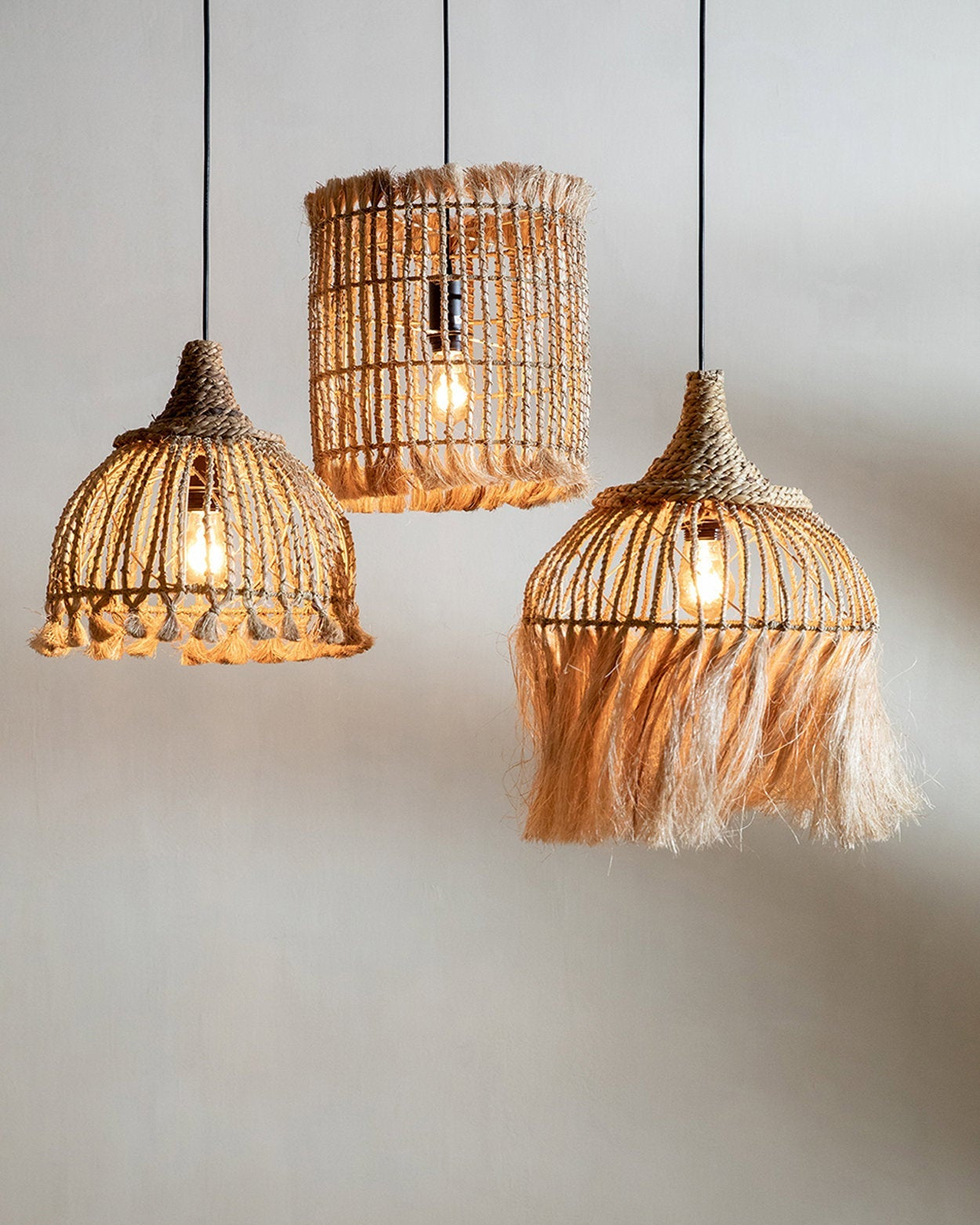 Nody S - Pendente a nappa in abaca - Naturale