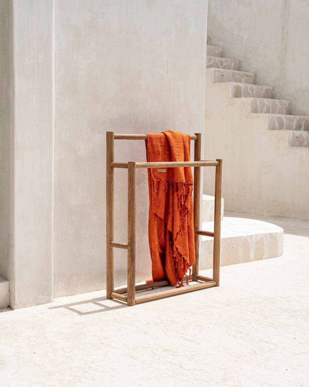 Teak - portasciugamani rustico in teak naturale