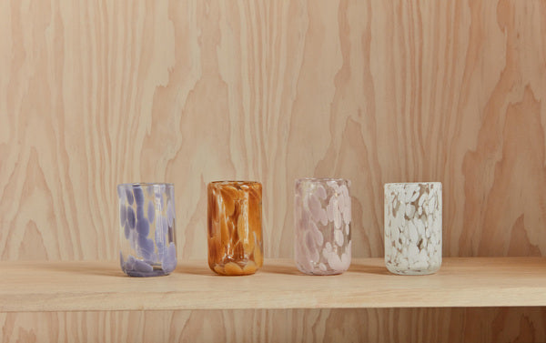 Jali - bicchiere in vetro maculato lilla