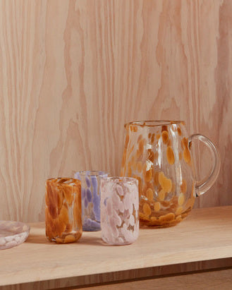 Jali - bicchiere in vetro trasparente maculato rosa