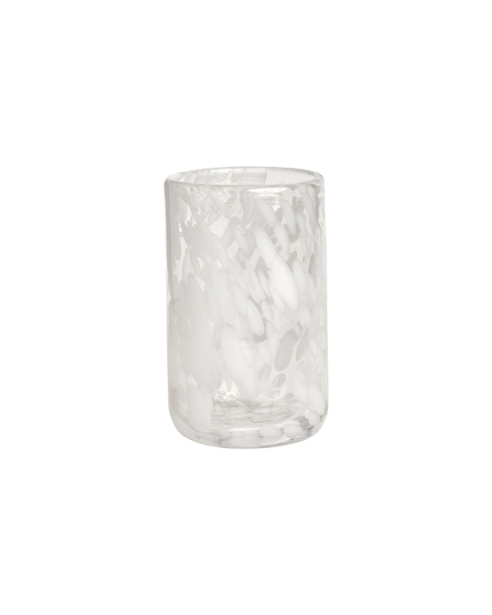 Jali - bicchiere in vetro trasparente maculato bianco