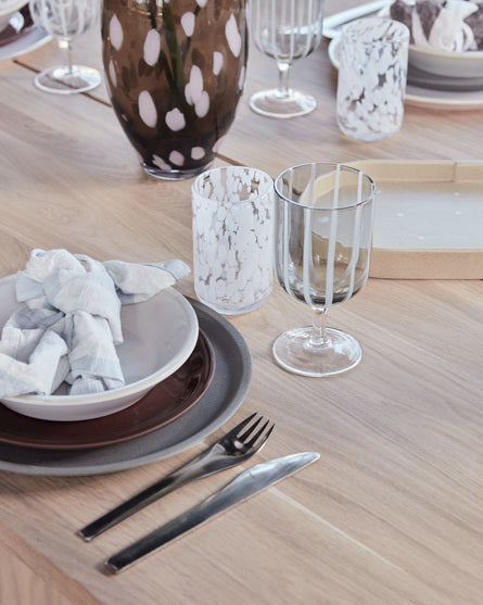 Jali - bicchiere in vetro trasparente maculato bianco